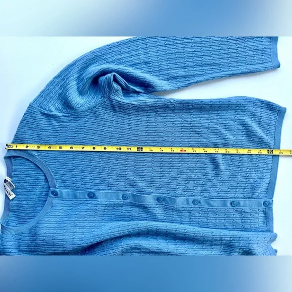 EUC Pendleton Merino Cable Knit Blue Textured Women's Cardigan Sweater, XL - Picture 12 of 12